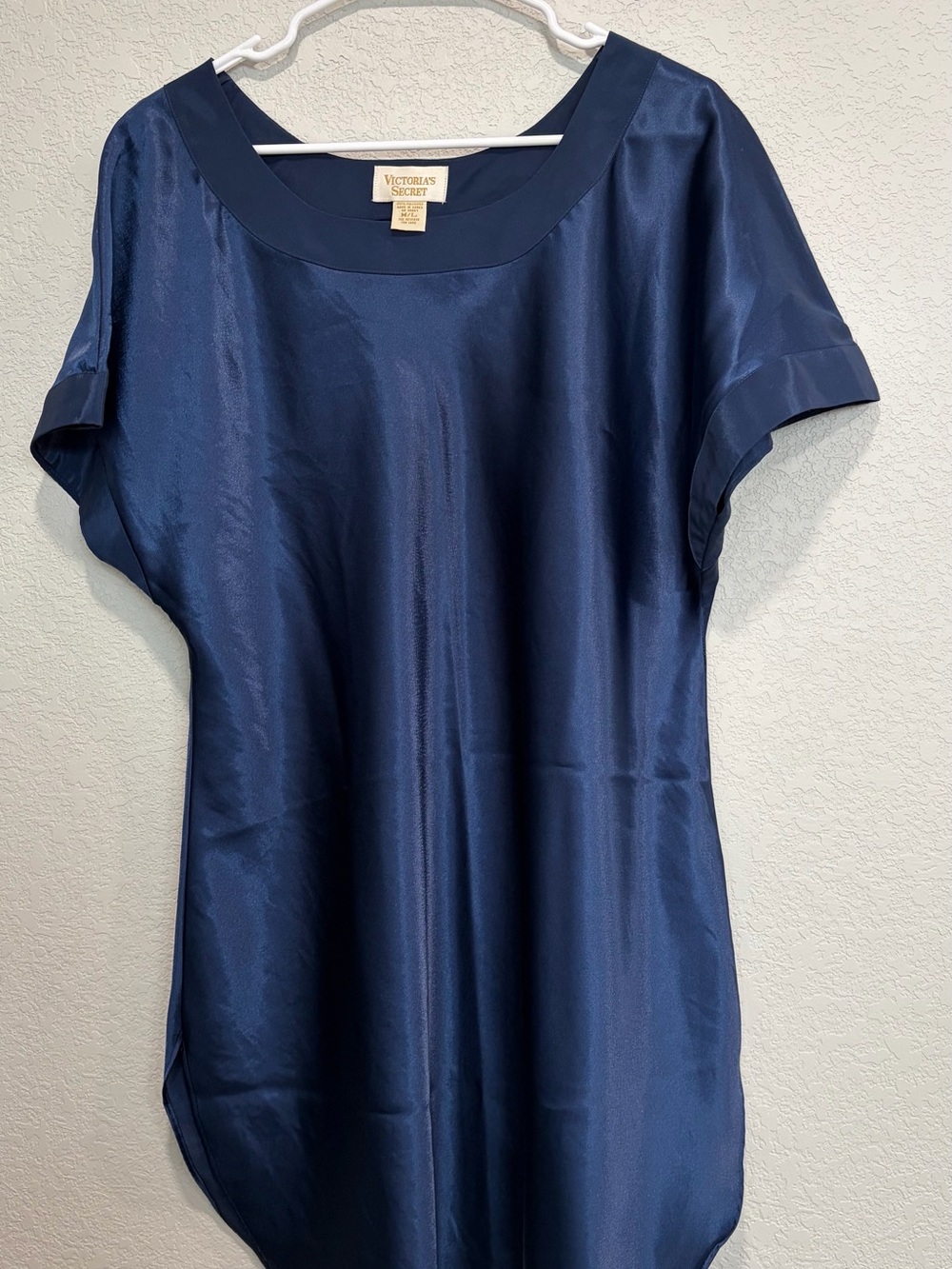 Victoria's Secret Navy Satin Short Sleeve Chemise
